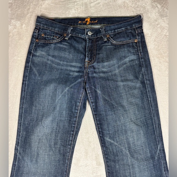 7 For All Mankind Bootcut Vintage Y2K Style 100% Cotton Denim Blue Jeans 29 - Picture 5 of 16